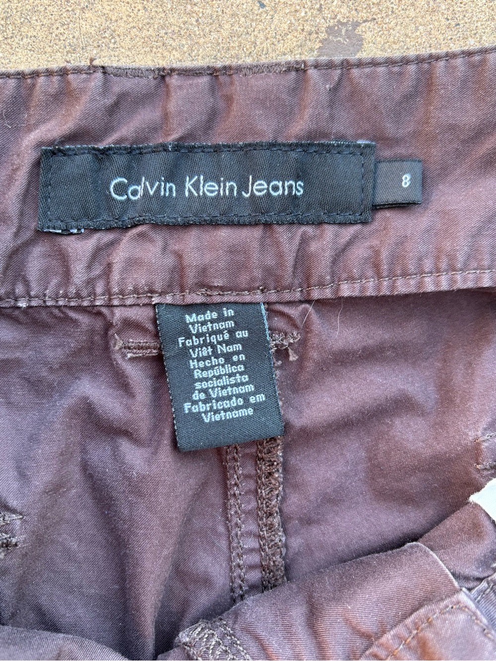 Calvin Klein Jeans Women’s 8 100% Cotton Chocolate Brown Capris Utility Cropped - Picture 4 of 7